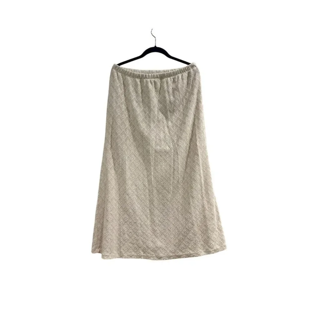 Final Touch Women's Ivory Textured Maxi Skirt Size L Casual Formal - Picture 2 of 4